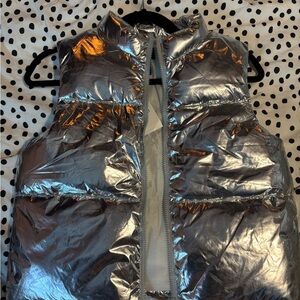 Forever 21 Shimmering Silver Puffer Vest
